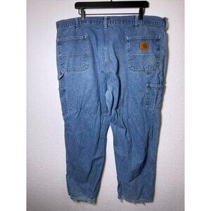 Carhartt Mens Size 44 x 32 Carpenter Jeans Denim Pockets Work Wear Utility Blue